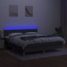 Boxspringbett mit Matratze & LED Dunkelgrau 180x200 cm Stoff