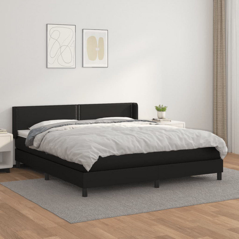 Boxspringbett mit Matratze Schwarz 180x200 cm Kunstleder