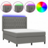 Boxspringbett mit Matratze & LED Dunkelgrau 140x190 cm Stoff