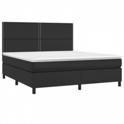 Boxspringbett mit Matratze & LED Schwarz 160x200 cm Kunstleder