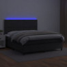 Boxspringbett mit Matratze & LED Schwarz 160x200 cm Kunstleder