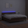 Boxspringbett mit Matratze & LED Braun 180x200 cm Kunstleder