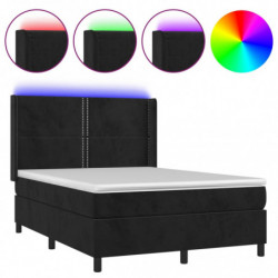 Boxspringbett mit Matratze & LED Schwarz 140x200 cm Samt