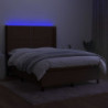 Boxspringbett mit Matratze & LED Dunkelbraun 140x190 cm Stoff