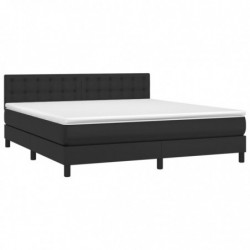 Boxspringbett mit Matratze Schwarz 180x200 cm Kunstleder