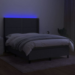 Boxspringbett mit Matratze & LED Dunkelgrau 140x190 cm Stoff