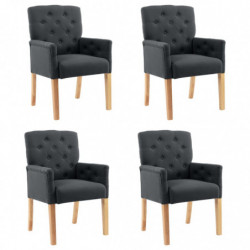 Esszimmerstühle mit Armlehnen 4 Stk. Grau Stoff