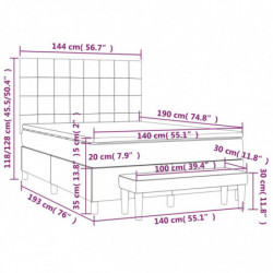 Boxspringbett mit Matratze Hellgrau 140x190 cm Samt