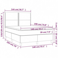 Boxspringbett mit Matratze & LED Weiß 140x190 cm Kunstleder