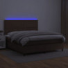 Boxspringbett mit Matratze & LED Braun 140x190 cm Kunstleder