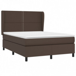 Boxspringbett mit Matratze Braun 140x190 cm Kunstleder