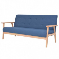 Sofagarnitur 3-tlg. Stoff Blau