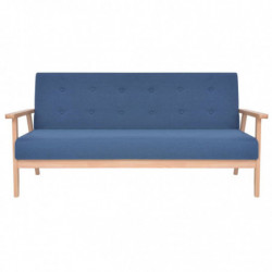 Sofagarnitur 3-tlg. Stoff Blau