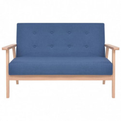 Sofagarnitur 3-tlg. Stoff Blau