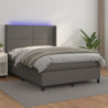 Boxspringbett mit Matratze & LED Grau 140x190 cm Kunstleder