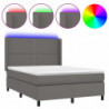 Boxspringbett mit Matratze & LED Grau 140x190 cm Kunstleder