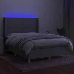 Boxspringbett mit Matratze & LED Hellgrau 140x200 cm Stoff