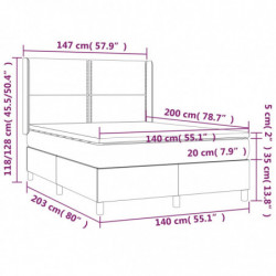 Boxspringbett mit Matratze & LED Hellgrau 140x200 cm Stoff