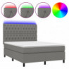 Boxspringbett mit Matratze & LED Dunkelgrau 140x190 cm Stoff