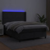 Boxspringbett mit Matratze & LED Schwarz 140x190 cm Kunstleder