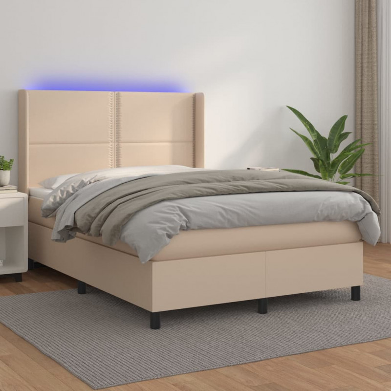 Boxspringbett mit Matratze & LED Cappuccino-Braun 140x200cm