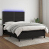 Boxspringbett mit Matratze & LED Schwarz 140x200 cm Stoff