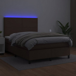 Boxspringbett mit Matratze & LED Braun 140x190 cm Kunstleder