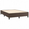 Boxspringbett mit Matratze & LED Braun 140x190 cm Kunstleder