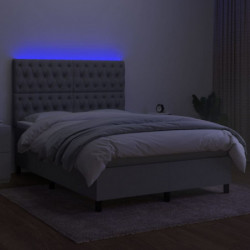 Boxspringbett mit Matratze & LED Hellgrau 140x200 cm Stoff