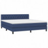 Boxspringbett mit Matratze & LED Blau 160x200 cm Stoff