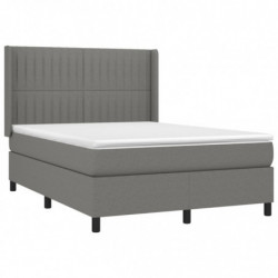 Boxspringbett mit Matratze & LED Dunkelgrau 140x190 cm Stoff