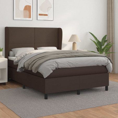 Boxspringbett mit Matratze Braun 140x190 cm Kunstleder