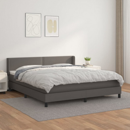 Boxspringbett mit Matratze Grau 160x200 cm Kunstleder