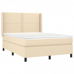 Boxspringbett mit Matratze Creme 140x190 cm Stoff