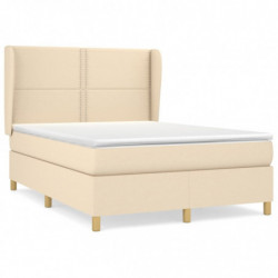 Boxspringbett mit Matratze Creme 140x190 cm Stoff