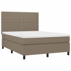 Boxspringbett mit Matratze & LED Taupe 140x200 cm Stoff