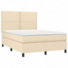 Boxspringbett mit Matratze & LED Creme 140x200 cm Stoff