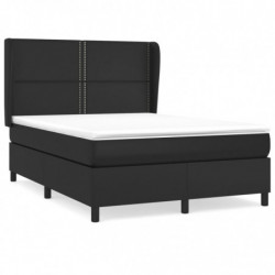 Boxspringbett mit Matratze Schwarz 140x190 cm Kunstleder