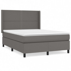 Boxspringbett mit Matratze Grau 140x190 cm Kunstleder