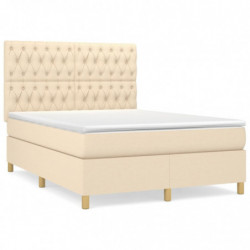 Boxspringbett mit Matratze Creme 140x200 cm Stoff