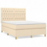 Boxspringbett mit Matratze Creme 140x200 cm Stoff