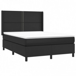 Boxspringbett mit Matratze & LED Schwarz 140x200 cm Kunstleder