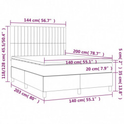 Boxspringbett mit Matratze & LED Dunkelgrau 140x200 cm Samt