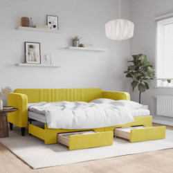 Tagesbett Ausziehbar mit Schubladen Gelb 80x200 cm Samt