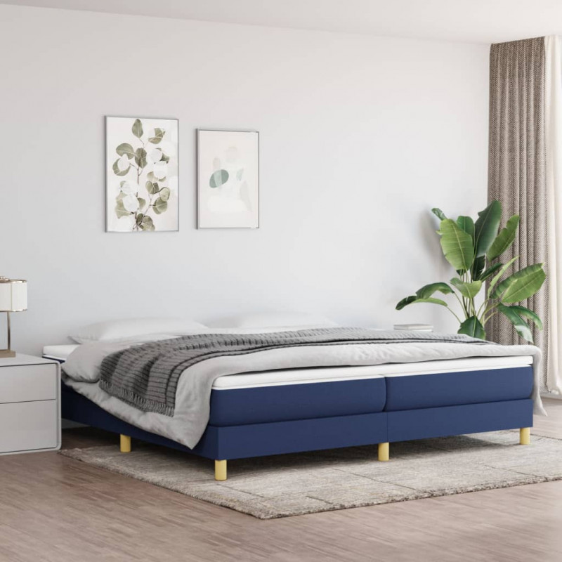 Boxspringbett mit Matratze Blau 200x200 cm Stoff