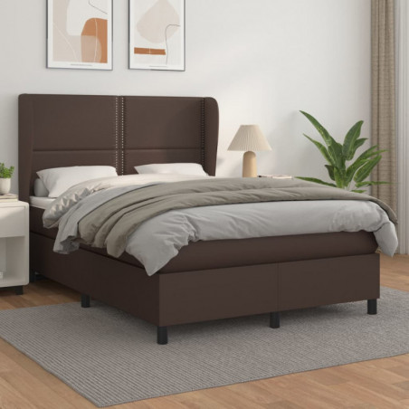 Boxspringbett mit Matratze Braun 140x200 cm Kunstleder