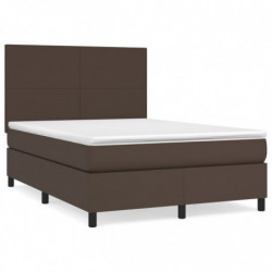 Boxspringbett mit Matratze Braun 140x190 cm Kunstleder