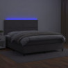 Boxspringbett mit Matratze & LED Grau 140x200 cm Kunstleder