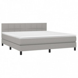 Boxspringbett mit Matratze & LED Hellgrau 160x200 cm Stoff