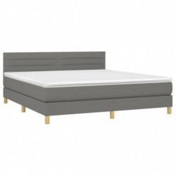 Boxspringbett mit Matratze & LED Dunkelgrau 160x200 cm Stoff